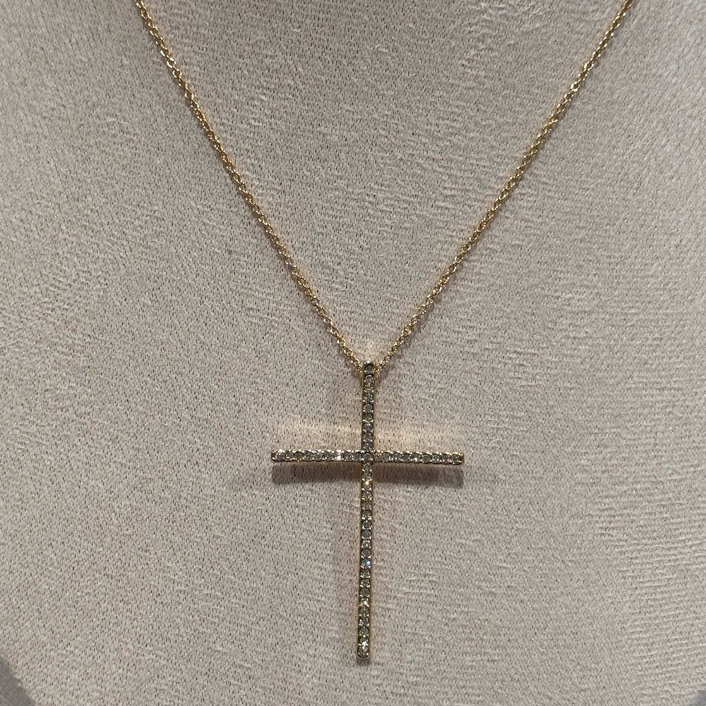 ALDO- GANNET Gold Plated Chain/Cross Rhinestone Pendant Necklace